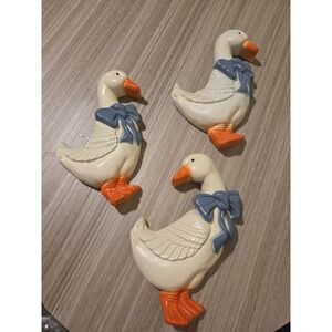 Vintage Miller Studio Chalkware White Duck Set 1987 Wall Plaques - Lot Of 3